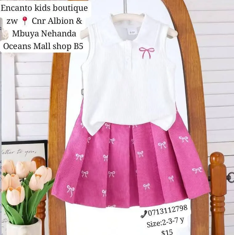 Girls' Pink and White Dress Set