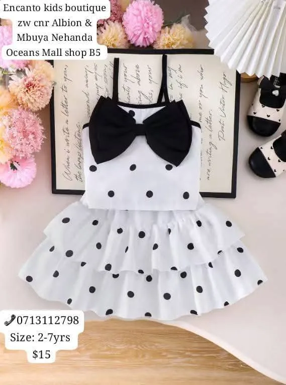 Polka Dot Dress with Bow for Kids