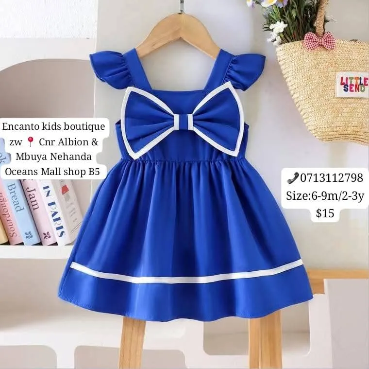 Blue Dress with Bow for Toddlers