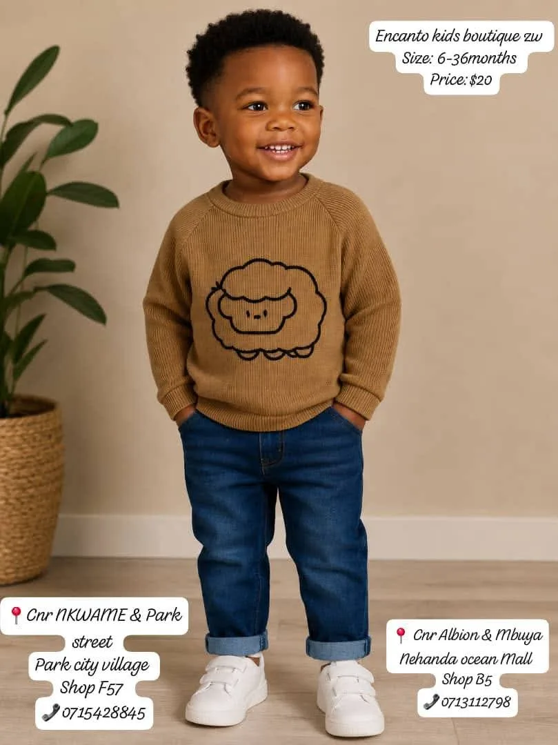 Brown Toddler Sweater with Sheep Design