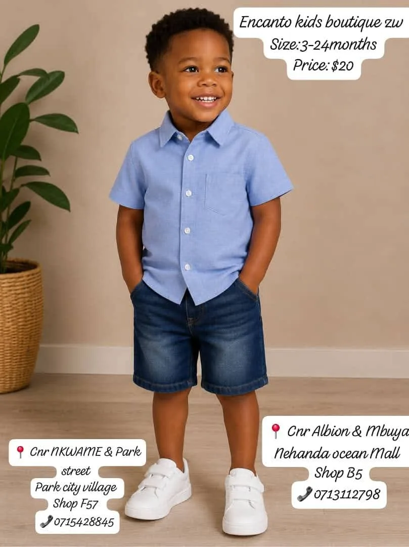 Encanto Kids Blue Shirt and Denim Shorts Set