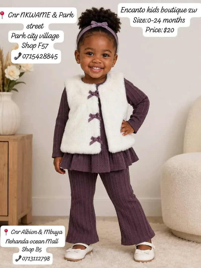 Kids' Purple Outfit with White Vest