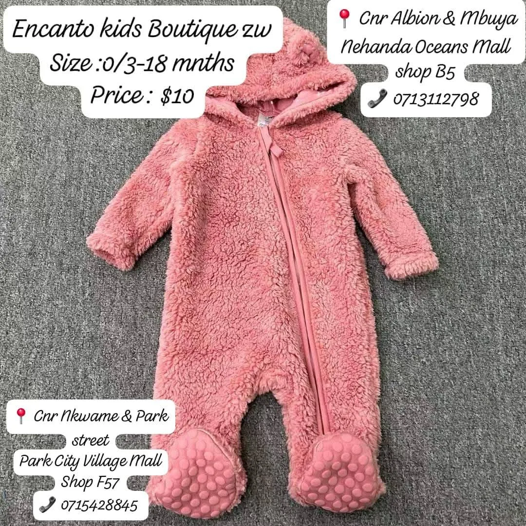 Pink Fleece Baby Jumpsuit 0-18 Months
