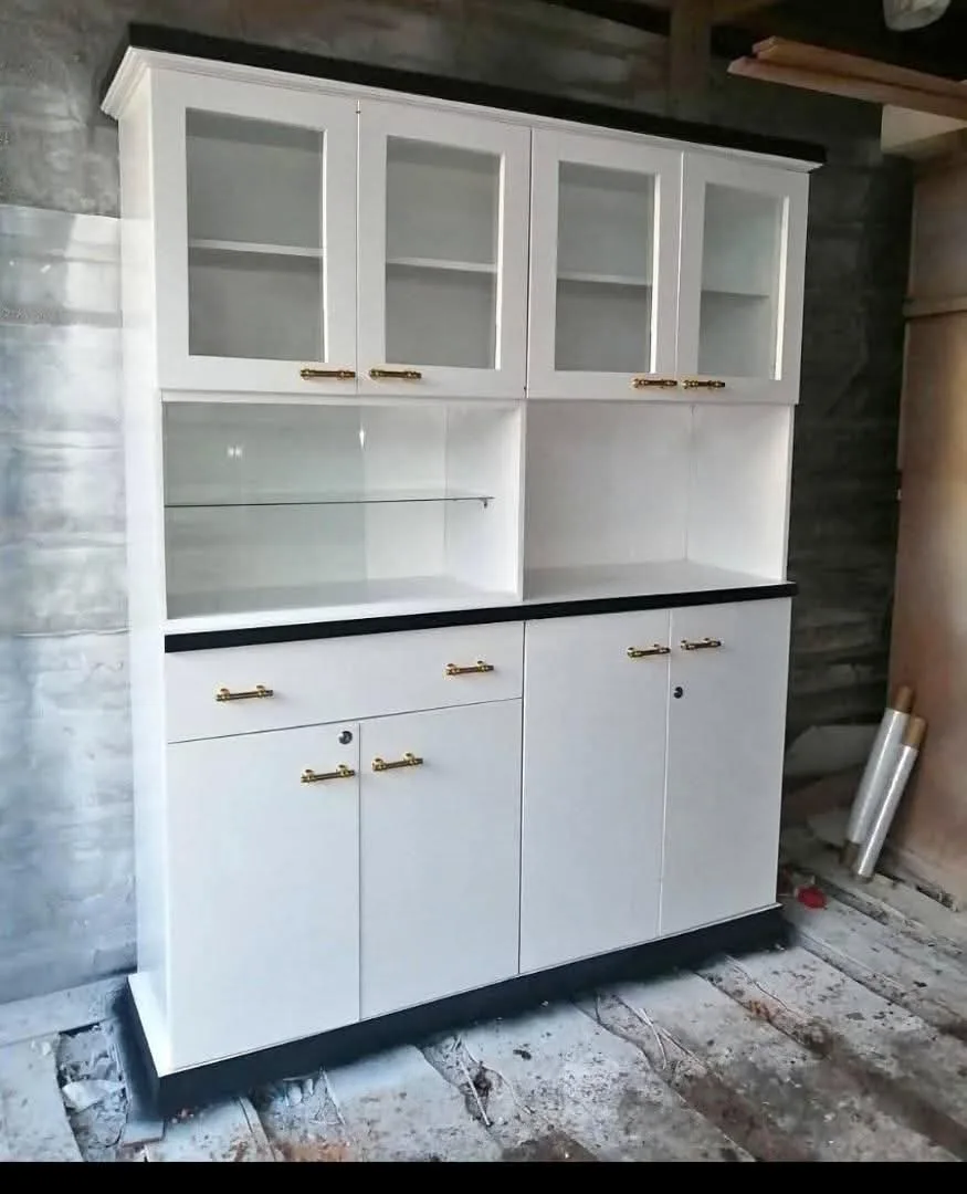 White Kitchen unit with Glass Doors
