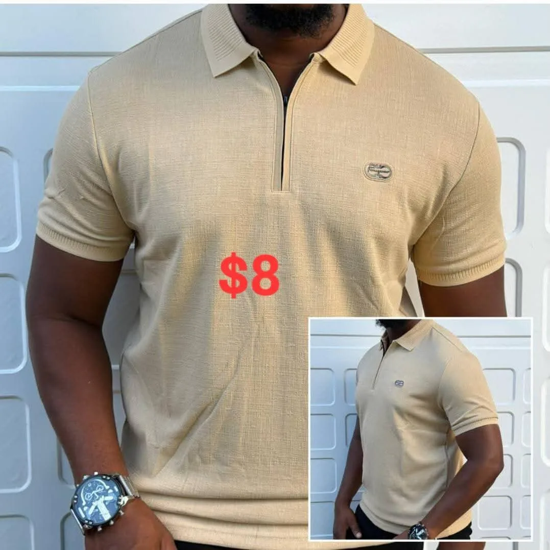Beige Short Sleeve Polo Shirt