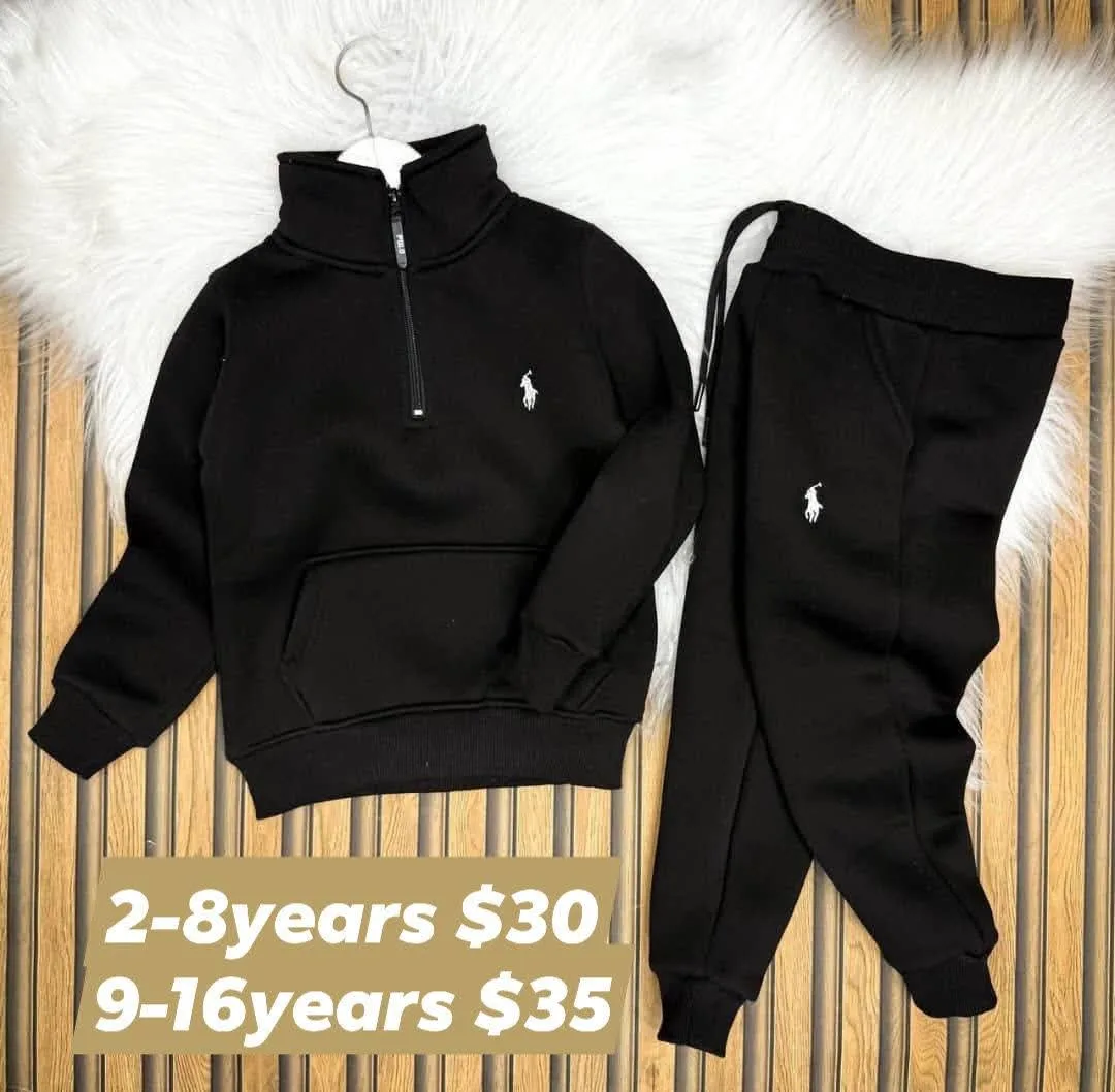 Kids Black Tracksuit Set