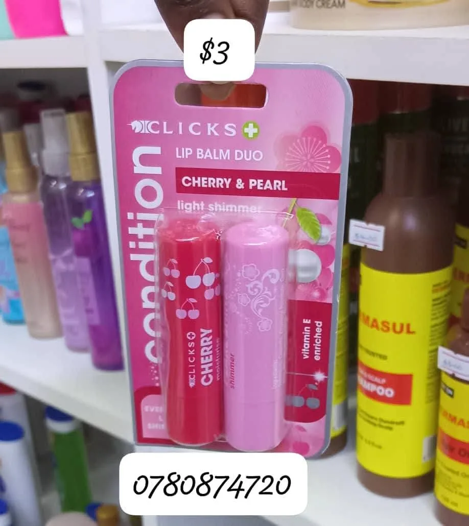 Clicks Lip Balm Duo Cherry & Pearl