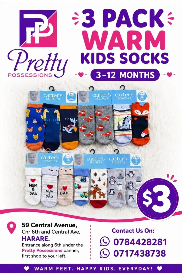3 Pack Warm Kids Socks 3-12 Months