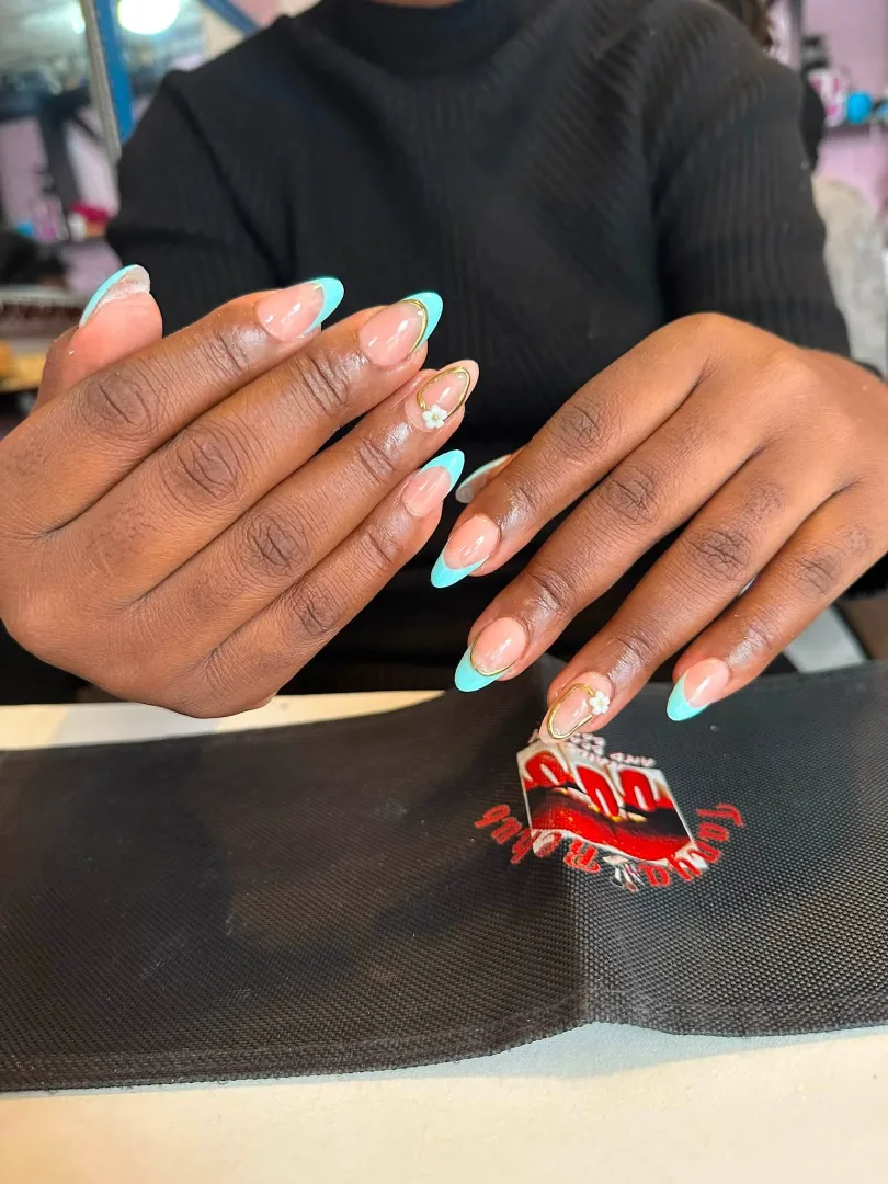 Stylish Nail Art with Blue Tips