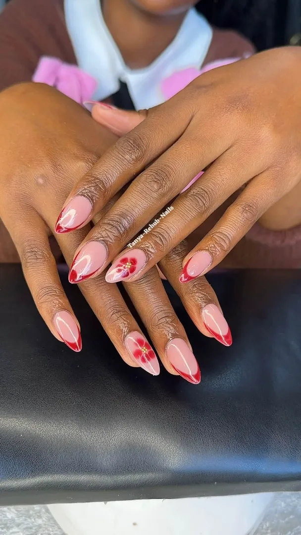 Elegant Nail Art with Floral Design