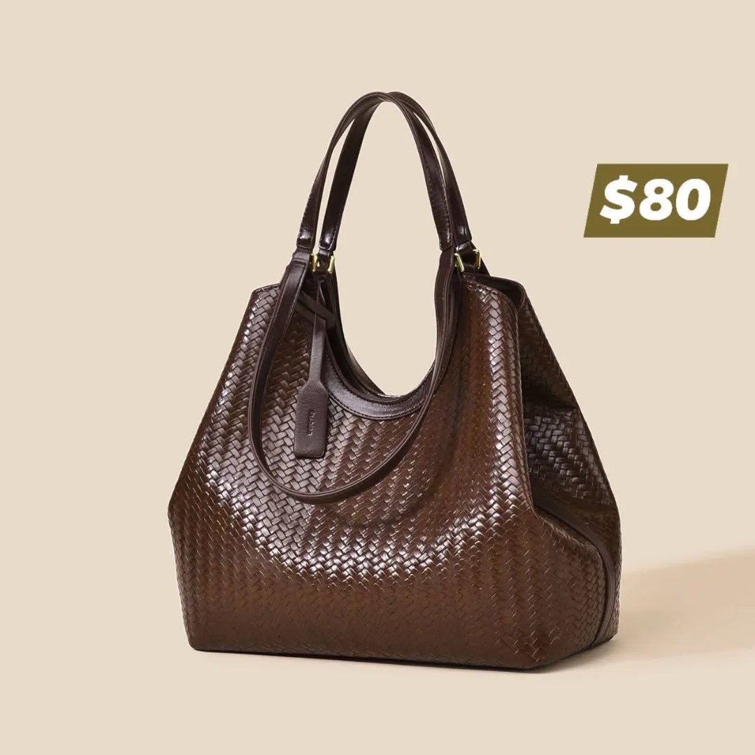 Brown Woven Leather Handbag