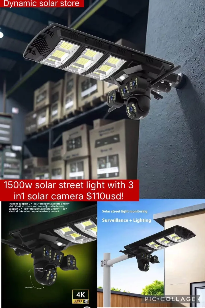 1500W Solar Street Light with 3-in-1 Camera