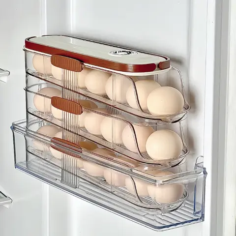 Self rolling plastic egg organiser