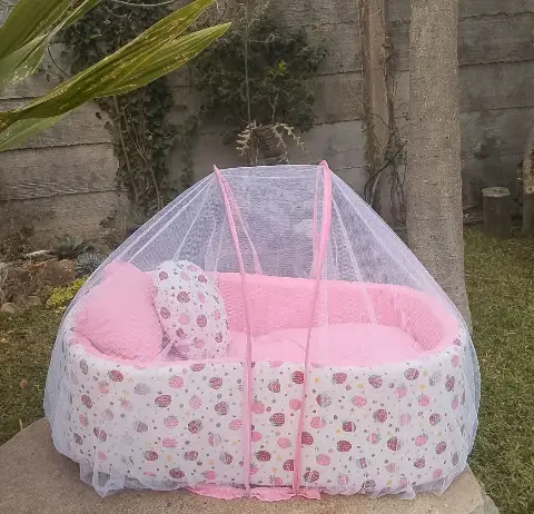Pink Baby Bassinet with Mosquito Net